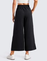 Lightweight Wide Leg Cropped Pants for Women 25" High Waisted Loose Casual Lounge Travel Work Sweatpants Summer - Image 2