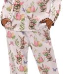 Pajamas for Women Set Long Sleeve Button Down Pajama Set Womens Button Up Top Pants