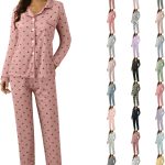 Cute Pajama Sets for Women Long Sleeve Sleepwear Button Loungewear Soft 2 Piece Pj Set with Pockets Long Pants