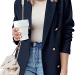 Women Double Breasted Blazer Jackets Casual Blazers Open Front Long Sleeve Lapel Collar Work Office Jackets Blazer