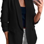 Women Blazer  Spring Fall Bussiness Casual Long Sleeve Open Front Work Office Dressy Suit Jackets with Pockets