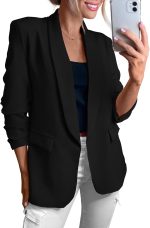 Women Blazer  Spring Fall Bussiness Casual Long Sleeve Open Front Work Office Dressy Suit Jackets with Pockets