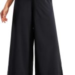 Lightweight Wide Leg Cropped Pants for Women 25" High Waisted Loose Casual Lounge Travel Work Sweatpants Summer