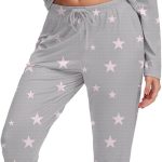 2 Piece Pjs Set For Womens Pajamas Lounge Set Long Sleeve Joggers Pants Sleepwear with Pockets
