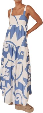 Women Boho Maxi Dress Printed Tiered Ruffle Flowy Sundress Summer Afternoon Tea Dresses