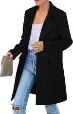 Women  Spring Fall Long Blazer Jackets Long Sleeve Lapel Pockets Loose Fit Work Casual Blazers Outerwear