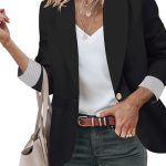 Blazer Jackets for Women Open Front Long Sleeve Work Office Casual Blazers with Pockets S-2XL
