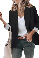 Blazer Jackets for Women Open Front Long Sleeve Work Office Casual Blazers with Pockets S-2XL