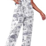 Women's Pajama Sets Button Down Loungewear Short Sleeve Sleepwear 2 Piece Pants Pjs Set with Pockets