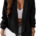 Women Casual Blazer  Spring Fall Fashion Long Sleeve Open Front Work Office Suit Jackets