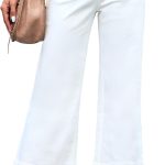 Wide Leg Jeans for Women Trendy High Waisted Flare Jeans Cropped Denim Pants Stretchy Baggy with Patch Pockets