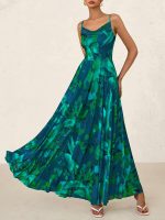Women Summer Floral Maxi Dresses Elegant Spaghetti Strap Dress Printed Party Dress Beach Long Dresses - Image 2