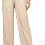 Women Linen Pants Wide Leg Casual Palazzo Pants Cotton Linen Lounge Beach Summer Pants with Pockets 29"/31"/ 33"