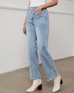 Straight Leg Jeans for Women High Waisted Stretchy Frayed Raw Hem Loose Denim Pants Casual Baggy Jean Trousers - Image 2
